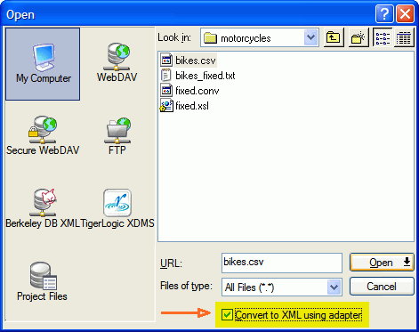 The CSV-to-XML adapter is one of dozens offered by <%=ConfigurationManager.AppSettings[