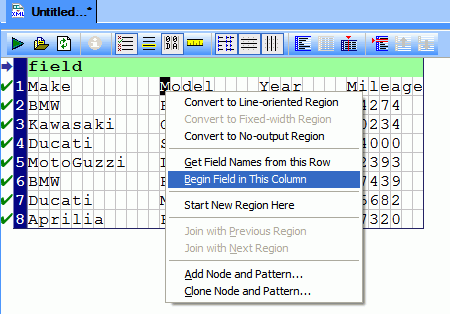 Setting field widths