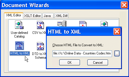 The HTML-to-XML Document Wizard is one of dozens offered by <%=ConfigurationManager.AppSettings[