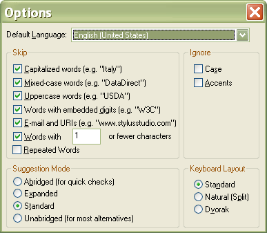 Configuring the XML Spell Checker
