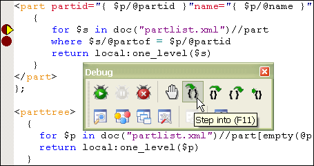 Steping through XQuery code with the <%=ConfigurationManager.AppSettings[